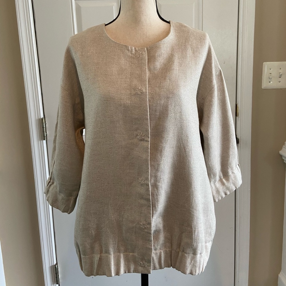Eileen Fisher Nwt Natural Twinkled Linen Blazer S